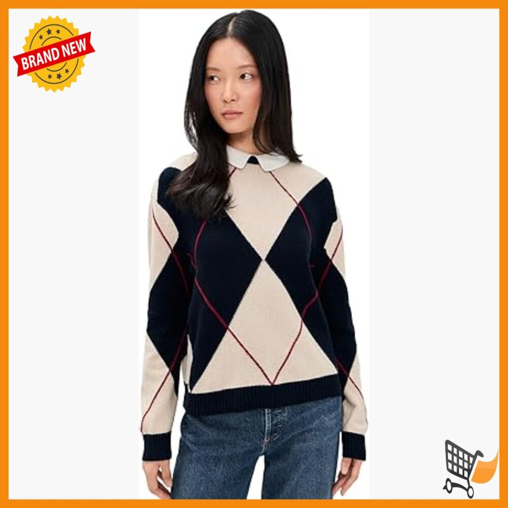 Wool Blend Collared Pullover Sweater Long Sleeve … - image 1